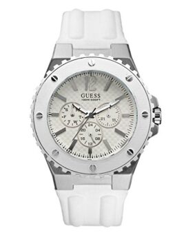 Guess – W10603G1 – Montre Homme – Quartz Analogique – Cadran Blanc – Bracelet Acier Blanc Guess – W10603G1 – Montre Homme – Quartz Analogique – Cadran Blanc – Bracelet Acier Blanc