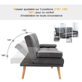 Homcom Canapé Convertible 3 Places Design scandinave Inclinaison Dossier réglable 3 Niveaux Dossier Centrale Rabattable 2 Porte-Verres Bois Massif Lin Homcom Canapé Convertible 3 Places Design scandinave Inclinaison Dossier réglable 3 Niveaux Dossier Centrale Rabattable 2 Porte-Verres Bois Massif Lin 5