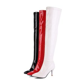 OALEEN-Bottes-Cuissardes-Femme-Sexy-Vernis-Talon-Haut-Aiguille-Bout-Pointu-Hiver-Impermeable-0