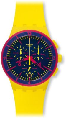 SWATCH HOMME & FEMME 42MM CHRONOGRAPHE JAUNE SILICONE BRACELET MONTRE SUSJ400 SWATCH HOMME & FEMME 42MM CHRONOGRAPHE JAUNE SILICONE BRACELET MONTRE SUSJ400 2