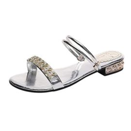 Subfamily Pantoufles Sandales Strass Pantoufles d’été Pantoufles d’extérieur élégantes de Couleur Unie Chaussures Plates Tongs Slip on Subfamily Pantoufles Sandales Strass Pantoufles d’été Pantoufles d’extérieur élégantes de Couleur Unie Chaussures Plates Tongs Slip on