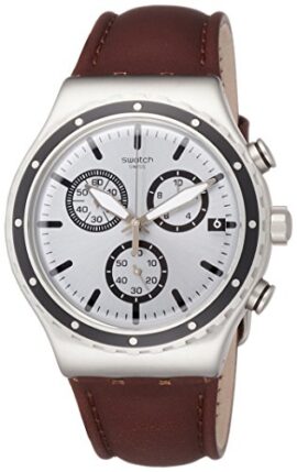 Swatch Homme Chronographe Quartz Montre avec Bracelet en Cuir YVS437 Swatch Homme Chronographe Quartz Montre avec Bracelet en Cuir YVS437