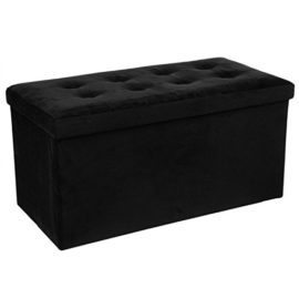 AC-Déco Pouf de Rangement Double Velours Lysandre Noir AC-Déco Pouf de Rangement Double Velours Lysandre Noir