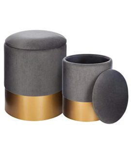 Atmosphera-Lot-de-2-poufs-coffres-en-Velours-Gris-Spirit-0