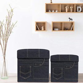 BRIAN & DANY Pouf Coffre de Rangement Tabouret pliant pouf de pliable cube BRIAN & DANY Pouf Coffre de Rangement Tabouret pliant pouf de pliable cube 4