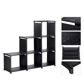 Bibliothque–Compartiments-tagre-escalier-Meuble-de-Rangement-Sparateur-pour-Salon-Chambre-Salle-de-Bain-Noir-0-1