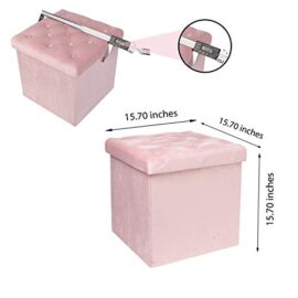 Bonlife Cube Pouf dé Pliable Coffre Siège de Rangement Boîte Rose Velours Synthétique Bonlife Cube Pouf dé Pliable Coffre Siège de Rangement Boîte Rose Velours Synthétique 6