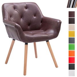 CLP-Chaise-de-Salle--Manger-Cassidy-Similicuir-Pieds-Bois-I-Chaise-Design-Retro-Rembourre-Dossier-Accoudoirs-I-Fauteuil-de-Salon-Confortable-I-Couleur-0