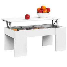 Comifort Table basse relevable moderne pour salle à manger ou salon 1,04 x 49,6 x 44,6/52 Comifort Table basse relevable moderne pour salle à manger ou salon 1,04 x 49,6 x 44,6/52