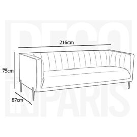 DecoInParis Canapé 3 Places en Velours Pieds doré Roby DecoInParis Canapé 3 Places en Velours Pieds doré Roby 4