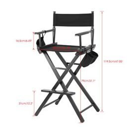 SOULONG Grand Chaise Makeup Artist Pliante Portable, Chaise Maquillage, Makeup Artist Wood Chair Salon Make Up avec Sacs latéraux Noir SOULONG Grand Chaise Makeup Artist Pliante Portable, Chaise Maquillage, Makeup Artist Wood Chair Salon Make Up avec Sacs latéraux Noir