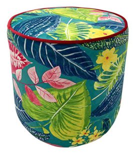 Epsilon – Pouf Rond Tissu Velours – ⌀ 36 x 39 cm – Aza – Feuille Jungle Fleur Epsilon – Pouf Rond Tissu Velours – ⌀ 36 x 39 cm – Aza – Feuille Jungle Fleur