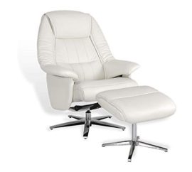 Eros Helios,Fauteuil de Relaxation Manuelle, très Confortable, Cuir Blanc, pivotant 360 °,Pouf indépendant, Design,Peu encombrant,Excellente qualité Eros Helios,Fauteuil de Relaxation Manuelle, très Confortable, Cuir Blanc, pivotant 360 °,Pouf indépendant, Design,Peu encombrant,Excellente qualité