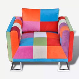 FAMIROSA-Damirosa-Cube-Fauteuil-avec-Pieds-chroms-en-Tissu-Patchwork-0-0