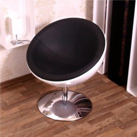 FAUTEUIL BOL RETRO ANNÉES 70 blanc/noir fauteuil club FAUTEUIL BOL RETRO ANNÉES 70 blanc/noir fauteuil club