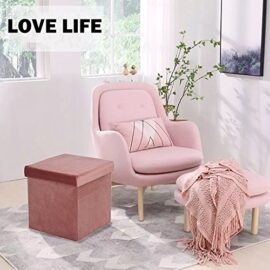 FURNISH 1 Pouf, Coffre de Rangement Pliable Repose Pied en Velours Tabouret Cube Rose 38 x 38 x 38 cm FURNISH 1 Pouf, Coffre de Rangement Pliable Repose Pied en Velours Tabouret Cube Rose 38 x 38 x 38 cm 3