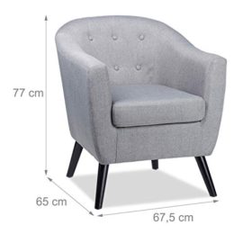 Fauteuil-Cocktail-Retro-annes-50-Chaise-Salon-Vintage-accoudoirs-Coussin-HxlxP-77-x-675-x-65-cm-Gris-0-0