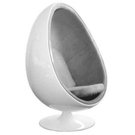 Fauteuil-pivotant-Oeuf-Egg-Chair-Coque-Blancheintrieur-Tissu-Gris-Design-70s-0-2