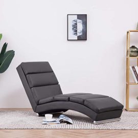 Festnight-Chaise-Longue-Confortable-Chaise-Longue-Interieur-Chaise-Longue-avec-Pieds-en-Acier-Fauteuil-Relaxant-Salon-Gris-Similicuir-0-0