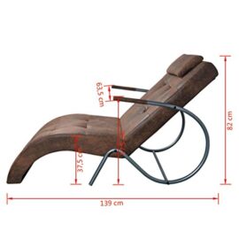 Festnight Chaise Longue avec Oreiller Cuir Artificiel pour détendre Lire, Musique ou Sieste Festnight Chaise Longue avec Oreiller Cuir Artificiel pour détendre Lire, Musique ou Sieste 3