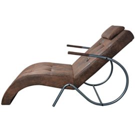 Festnight Chaise Longue avec Oreiller Cuir Artificiel pour détendre Lire, Musique ou Sieste Festnight Chaise Longue avec Oreiller Cuir Artificiel pour détendre Lire, Musique ou Sieste 2