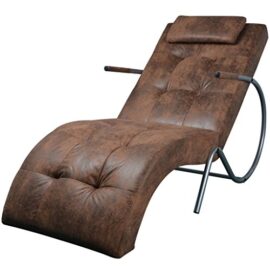 Festnight Chaise Longue avec Oreiller Cuir Artificiel pour détendre Lire, Musique ou Sieste Festnight Chaise Longue avec Oreiller Cuir Artificiel pour détendre Lire, Musique ou Sieste 6