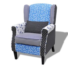 Festnight-Fauteuil-Patchwork-Relax-de-Style-Campagne–Couleurs-Bleu-et-Blanc-0-0