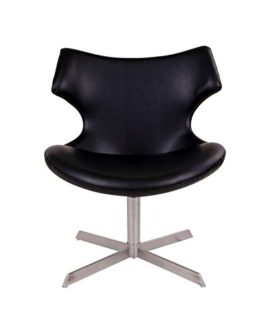 HOUSE NORDIC Fauteuil Zampi Fauteuil Lounge en PU Noir avec Fonction pivotante HOUSE NORDIC Fauteuil Zampi Fauteuil Lounge en PU Noir avec Fonction pivotante