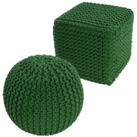 Homescapes Pouf Tricoté Vert 100% Coton Repose-Pied Rembourré des Billes pour Le Salon, la Chambre des Enfants ou pour Les Personnes Âgées Homescapes Pouf Tricoté Vert 100% Coton Repose-Pied Rembourré des Billes pour Le Salon, la Chambre des Enfants ou pour Les Personnes Âgées