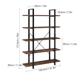 Homfa-tagre-de-Rangement-Bibliothque–5-Niveaux-Vintage-en-Bois-et-Mtal-tagre–Fleurs-1052331775cm-0-0