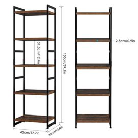 Homfa-tagre-de-Rangement-Bibliothque-tagre–5-Niveaux-Vintage-Multifonctionnelle-Mtal-4535150cm-0-0