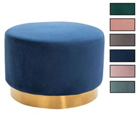 IDIMEX-Pouf-Ottoman-Sesto-Bout-de-canap-Repose-Pieds-Tabouret-Rond-avec-Base-en-mtal-dor-sige-avec-Assise-rembourre-en-Velours-0