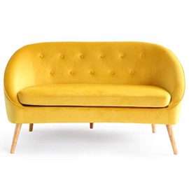 IDMarket – Canapé Banquette en Velours Sonia Jaune IDMarket – Canapé Banquette en Velours Sonia Jaune 4