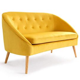 IDMarket – Canapé Banquette en Velours Sonia Jaune IDMarket – Canapé Banquette en Velours Sonia Jaune 5