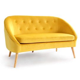 IDMarket – Canapé Banquette en Velours Sonia Jaune IDMarket – Canapé Banquette en Velours Sonia Jaune 2