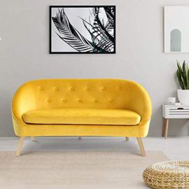 IDMarket – Canapé Banquette en Velours Sonia Jaune IDMarket – Canapé Banquette en Velours Sonia Jaune 6