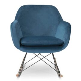 IDMarket-Fauteuil–Bascule-Bora-Velours-Bleu-0-1