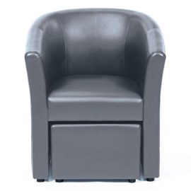 IDMarket – Fauteuil Cabriolet et Repose Pieds PU Gris IDMarket – Fauteuil Cabriolet et Repose Pieds PU Gris 5