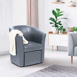 IDMarket-Fauteuil-Cabriolet-et-Repose-Pieds-PU-Gris-0-3