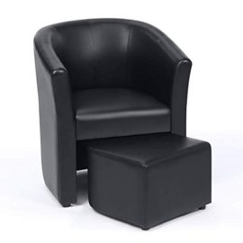 IDMarket – Fauteuil Cabriolet et Repose Pieds PU Noir IDMarket – Fauteuil Cabriolet et Repose Pieds PU Noir 2