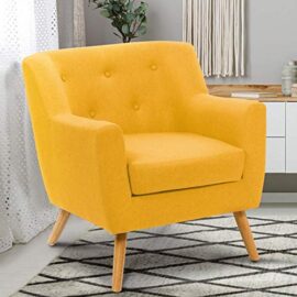 IDMarket – Fauteuil scandinave en Tissu Jaune Moutarde IDMarket – Fauteuil scandinave en Tissu Jaune Moutarde 3