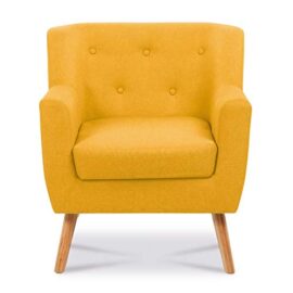 IDMarket – Fauteuil scandinave en Tissu Jaune Moutarde IDMarket – Fauteuil scandinave en Tissu Jaune Moutarde 4