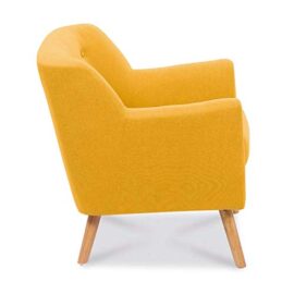 IDMarket – Fauteuil scandinave en Tissu Jaune Moutarde IDMarket – Fauteuil scandinave en Tissu Jaune Moutarde 5