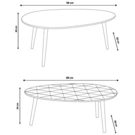 IDMarket-Lot-de-2-Tables-Basses-gigognes-laques-Blanc-Motifs-Blanc-Jaune-Gris-0-2