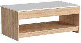 IDMarket – Table Basse Plateau relevable SOA Bois Blanc et Imitation hêtre IDMarket – Table Basse Plateau relevable SOA Bois Blanc et Imitation hêtre 2