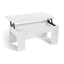 IDMarket – Table Basse avec Plateau relevable Bois Blanc IDMarket – Table Basse avec Plateau relevable Bois Blanc 2