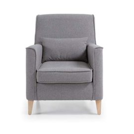 Kave Home – Fauteuil Glam tapissé de Tissu Gris avec Pieds en Bois de hêtre Kave Home – Fauteuil Glam tapissé de Tissu Gris avec Pieds en Bois de hêtre 4