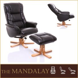 Le Mandalay – Chaise inclinable en cuir ou tissu avec pouf assorti Le Mandalay – Chaise inclinable en cuir ou tissu avec pouf assorti 2