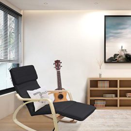 Leogreen – Rocking Chair , Fauteuil a Bascule, Noir, avec repose-pied, Coussin 100% coton, Materiau du coussin: Coton, epaisseur des accoudoirs: 2,3 cm Leogreen – Rocking Chair , Fauteuil a Bascule, Noir, avec repose-pied, Coussin 100% coton, Materiau du coussin: Coton, epaisseur des accoudoirs: 2,3 cm 3