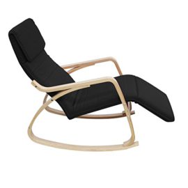 Leogreen – Rocking Chair , Fauteuil a Bascule, Noir, avec repose-pied, Coussin 100% coton, Materiau du coussin: Coton, epaisseur des accoudoirs: 2,3 cm Leogreen – Rocking Chair , Fauteuil a Bascule, Noir, avec repose-pied, Coussin 100% coton, Materiau du coussin: Coton, epaisseur des accoudoirs: 2,3 cm 5